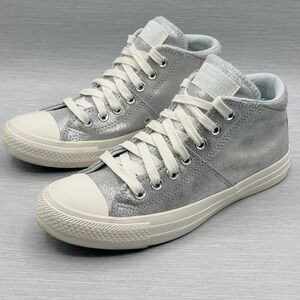 Converse Chuck Taylor Women's 7 Sneakers Mid Top Silver Glitter Grey All Star